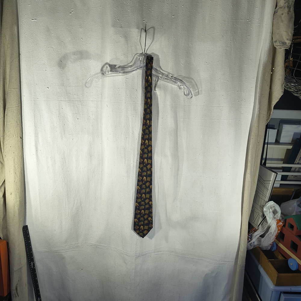 Salvatore Ferragamo Elegant Black and Gold Silk Tie 60" Long And 3.5" Wide